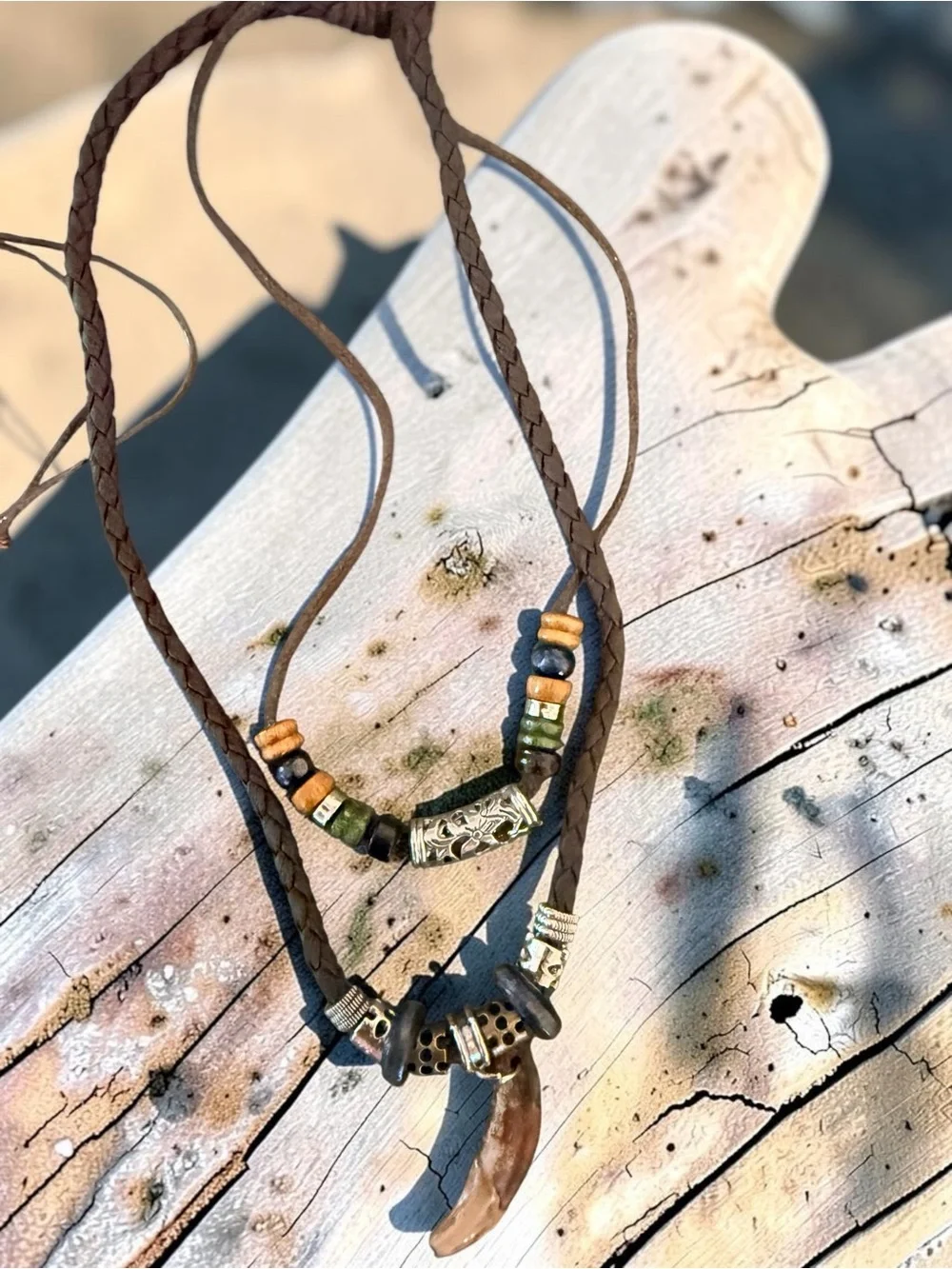 Boho Butterfly & Beaded Layered Necklaces - Brown & Red
